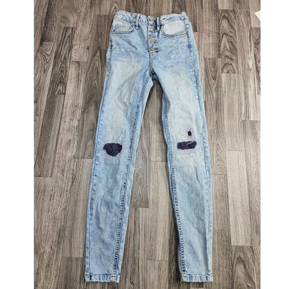 Wild Fable Skinny Jeans Women 00 Light Blue Highest Rise Button Fly Denim